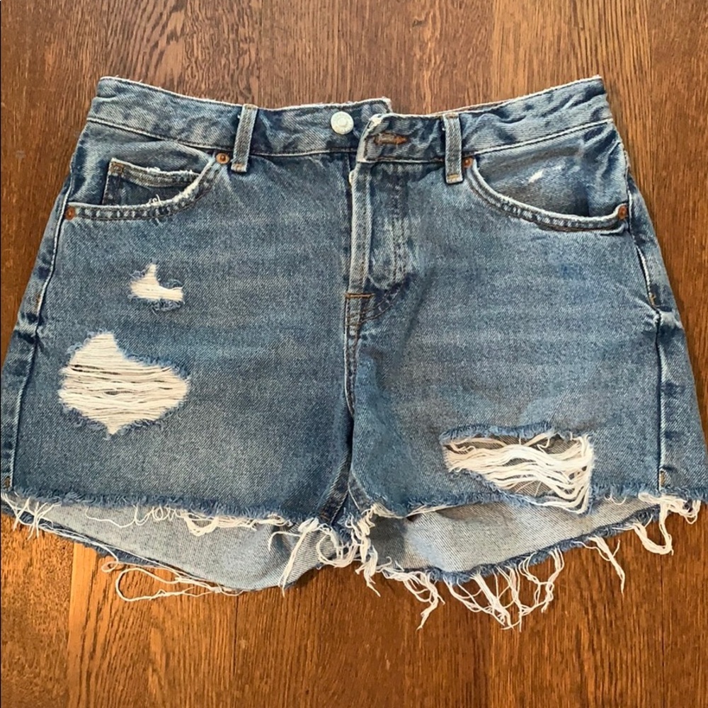 Topshop distressed jean shorts